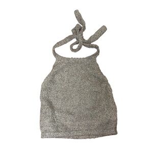 Shimmery Halter Crop Top in Silver